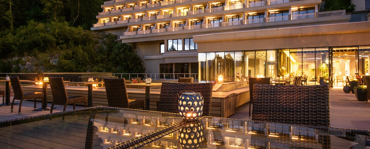 JADE Hotel at dusk